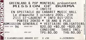 Mission of Burma Ticket